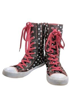 Disney Minnie Youth Size 5.5 Mid Calf Black Polka Dot Fashion Sneakers